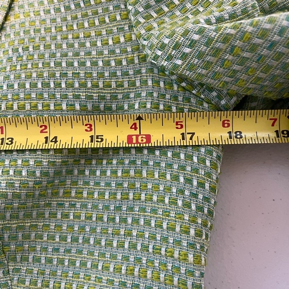 Talbots petites Lime Green Single Button Tweed Blazer Jacket 4 Fully Lined - Picture 3 of 5